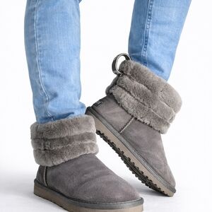 UGG Mini Fluff Quilted Cuff Boots – Charcoal Gray | Women’s Size 8
